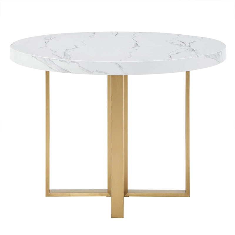 Table à manger ronde en faux marbre de 43 po de largeur