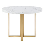 Table à manger ronde en faux marbre de 43 po de largeur