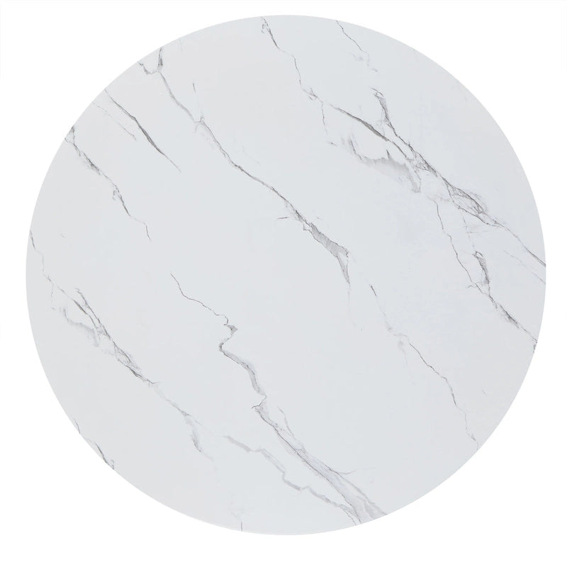 Table à manger ronde en faux marbre de 43 po de largeur