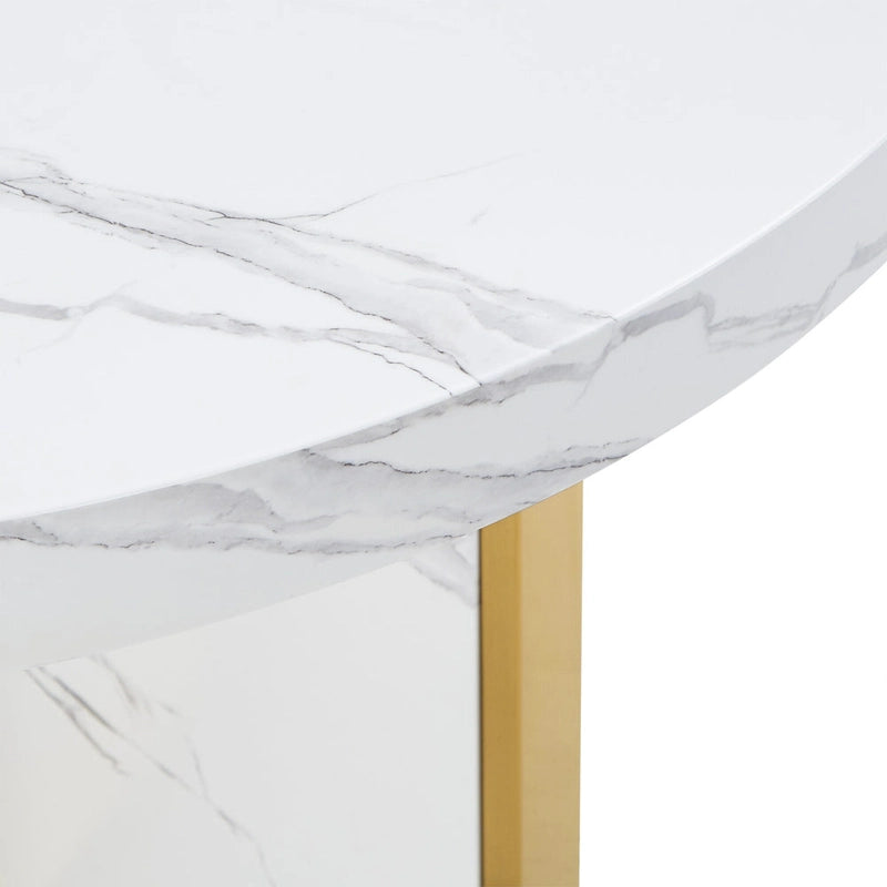Table à manger ronde en faux marbre de 43 po de largeur