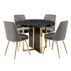 Table à manger ronde en faux marbre de 43 po de largeur