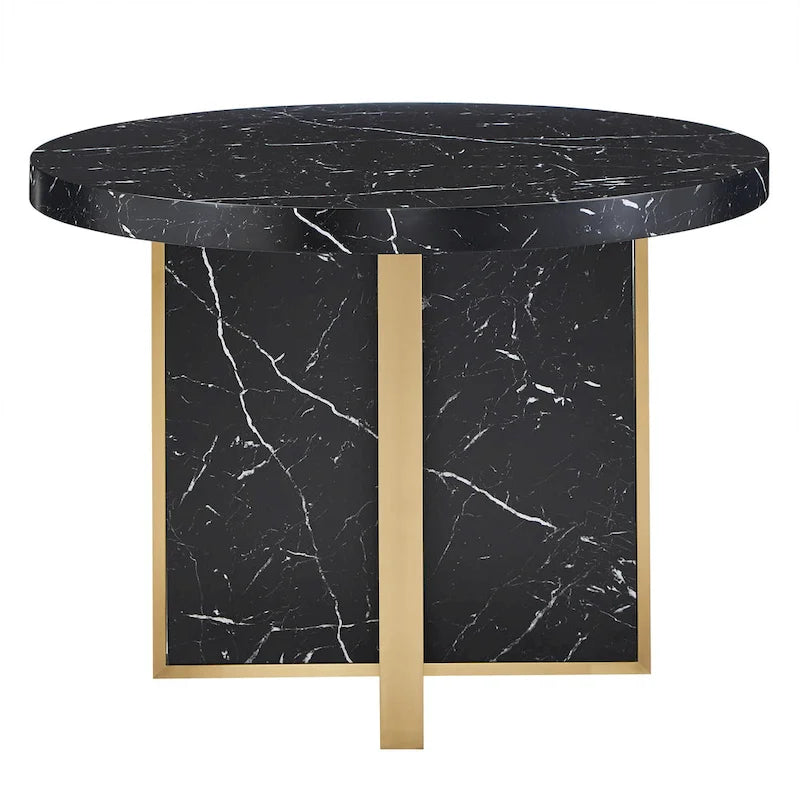 Table à manger ronde en faux marbre de 43 po de largeur