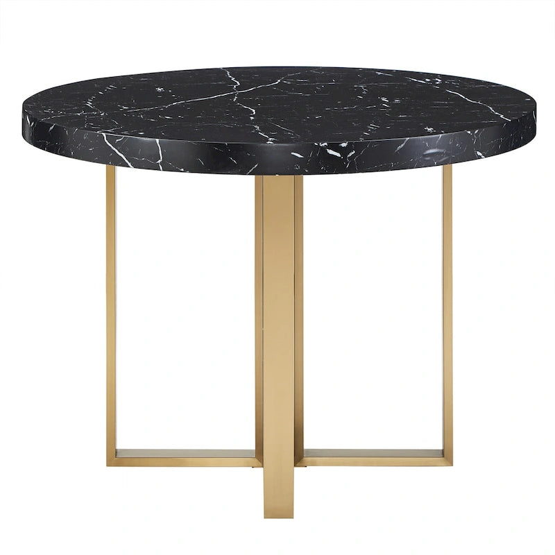 Table à manger ronde en faux marbre de 43 po de largeur