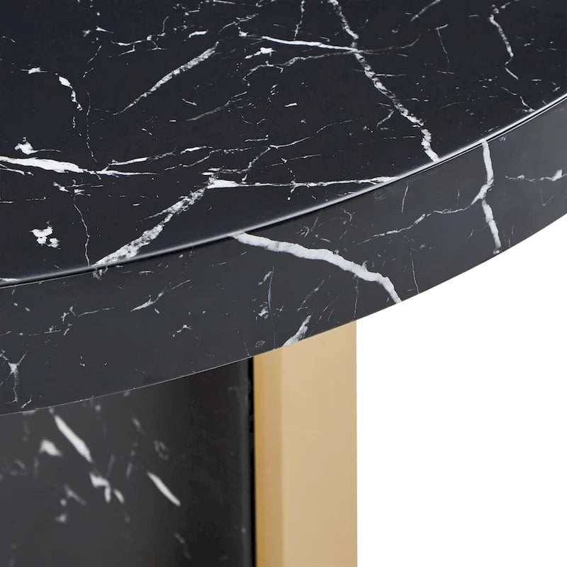 Table à manger ronde en faux marbre de 43 po de largeur