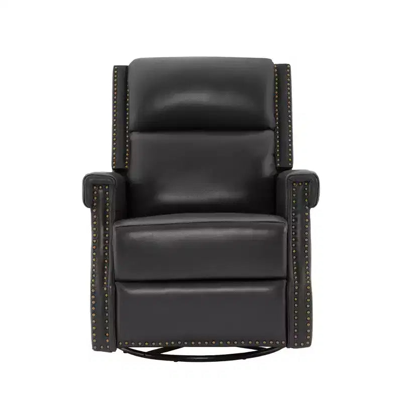 Hyleory Fauteuil à bascule inclinable pivotant 33.03'', en cuir, avec repose-pieds, pour salon, chambre à coucher, dossier haut ergonomique