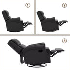 Hyleory Fauteuil à bascule inclinable pivotant 33.03'', en cuir, avec repose-pieds, pour salon, chambre à coucher, dossier haut ergonomique