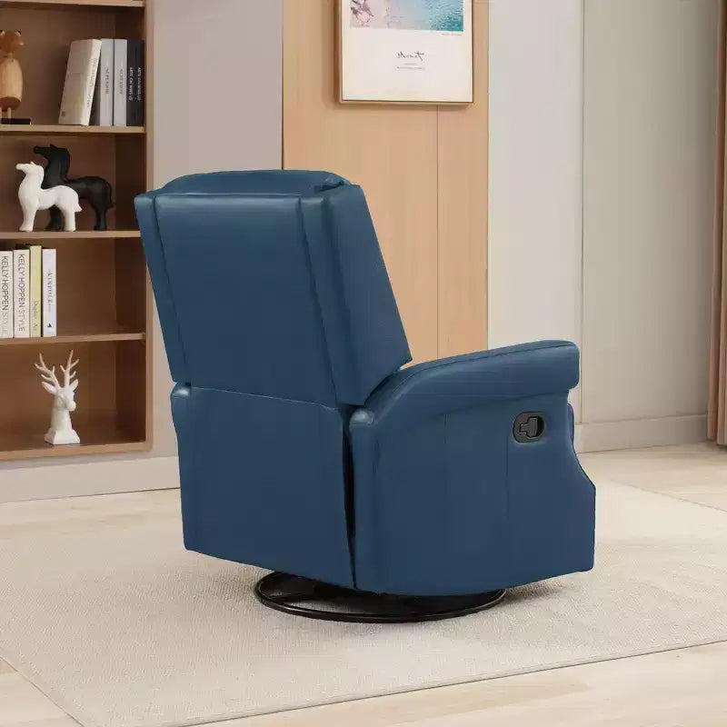 Hyleory Fauteuil à bascule inclinable pivotant 33.03'', en cuir, avec repose-pieds, pour salon, chambre à coucher, dossier haut ergonomique