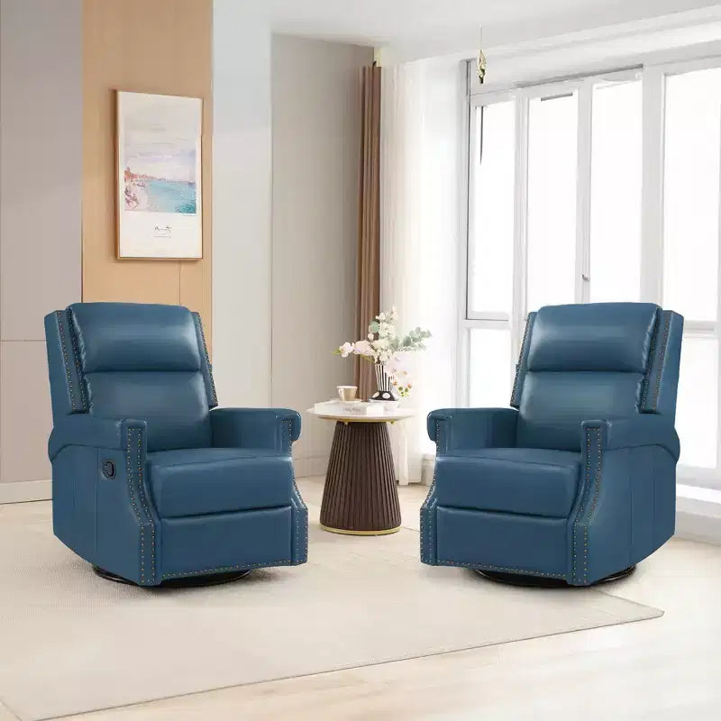 Hyleory Fauteuil à bascule inclinable pivotant 33.03'', en cuir, avec repose-pieds, pour salon, chambre à coucher, dossier haut ergonomique