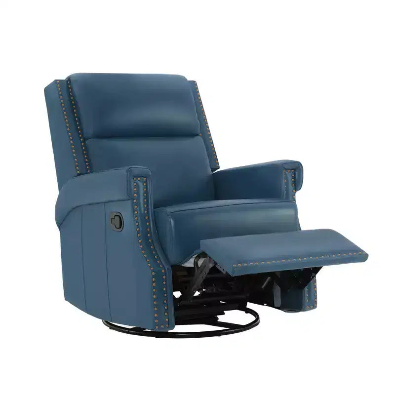 Hyleory Fauteuil à bascule inclinable pivotant 33.03'', en cuir, avec repose-pieds, pour salon, chambre à coucher, dossier haut ergonomique