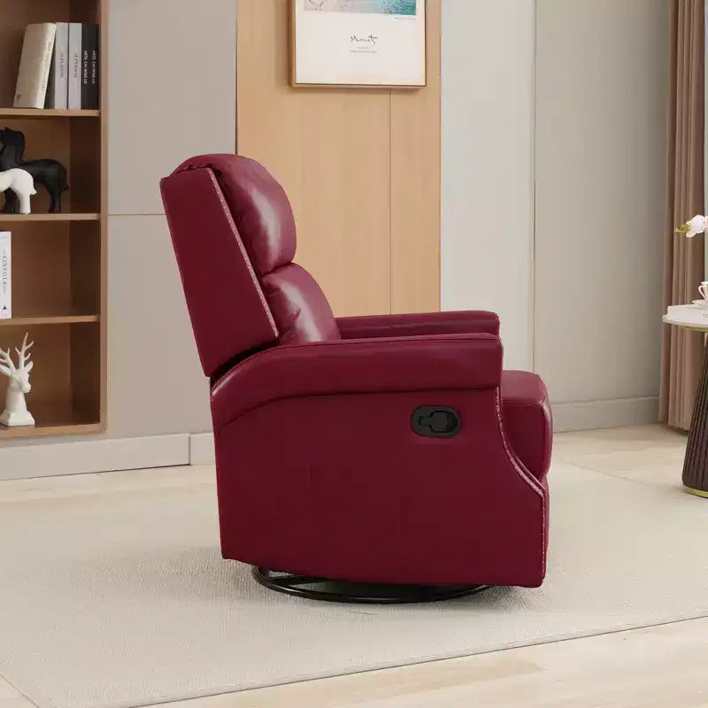 Hyleory Fauteuil à bascule inclinable pivotant 33.03'', en cuir, avec repose-pieds, pour salon, chambre à coucher, dossier haut ergonomique