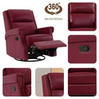Hyleory Fauteuil à bascule inclinable pivotant 33.03'', en cuir, avec repose-pieds, pour salon, chambre à coucher, dossier haut ergonomique