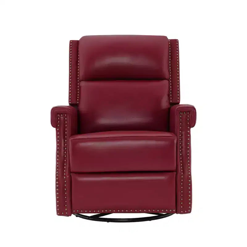 Hyleory Fauteuil à bascule inclinable pivotant 33.03'', en cuir, avec repose-pieds, pour salon, chambre à coucher, dossier haut ergonomique