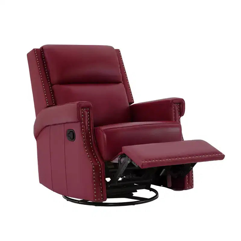 Hyleory Fauteuil à bascule inclinable pivotant 33.03'', en cuir, avec repose-pieds, pour salon, chambre à coucher, dossier haut ergonomique
