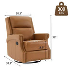 Hyleory Fauteuil à bascule inclinable pivotant 33.03'', en cuir, avec repose-pieds, pour salon, chambre à coucher, dossier haut ergonomique