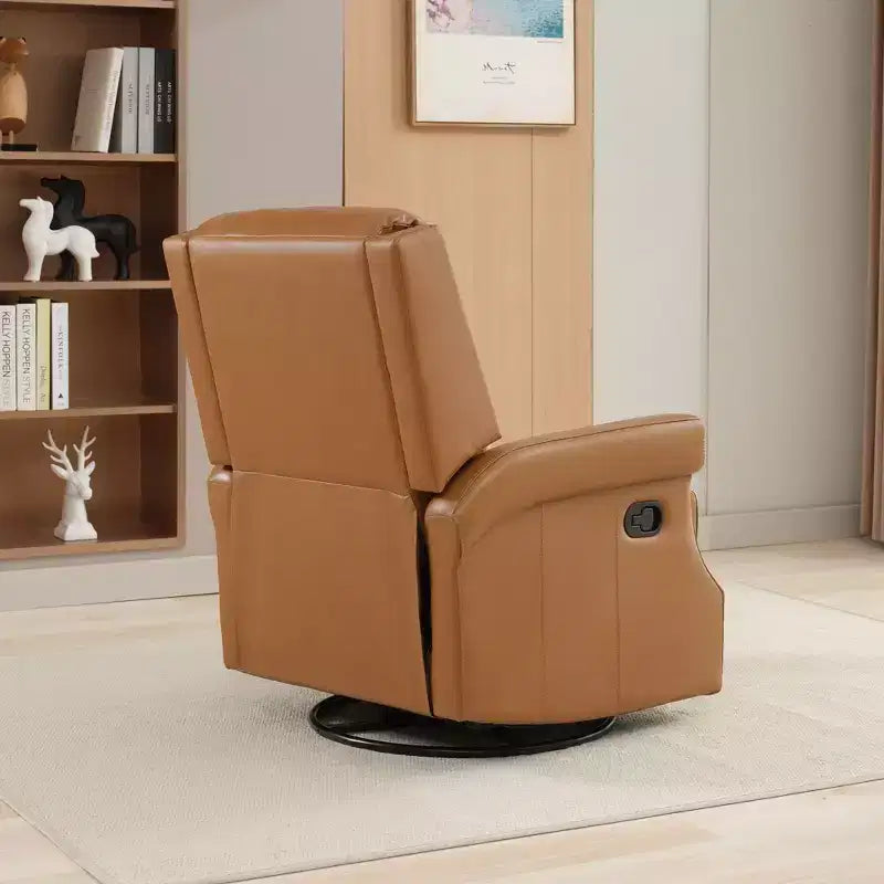 Hyleory Fauteuil à bascule inclinable pivotant 33.03'', en cuir, avec repose-pieds, pour salon, chambre à coucher, dossier haut ergonomique