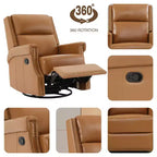 Hyleory Fauteuil à bascule inclinable pivotant 33.03'', en cuir, avec repose-pieds, pour salon, chambre à coucher, dossier haut ergonomique