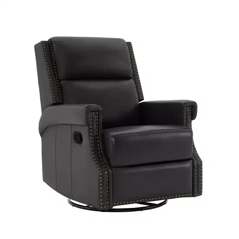 Hyleory Fauteuil à bascule inclinable pivotant 33.03'', en cuir, avec repose-pieds, pour salon, chambre à coucher, dossier haut ergonomique