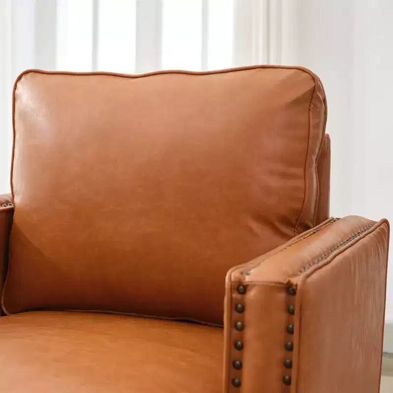 Fauteuil pivotant Hyleory Swivel Barrel, fauteuils d'appoint modernes en cuir de 31,9 po de largeur, fauteuils club pivotants à 360 degrés pour salon (lot de 2)