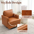 Fauteuil pivotant Hyleory Swivel Barrel, fauteuils d'appoint modernes en cuir de 31,9 po de largeur, fauteuils club pivotants à 360 degrés pour salon (lot de 2)