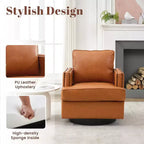 Fauteuil pivotant Hyleory Swivel Barrel, fauteuils d'appoint modernes en cuir de 31,9 po de largeur, fauteuils club pivotants à 360 degrés pour salon (lot de 2)