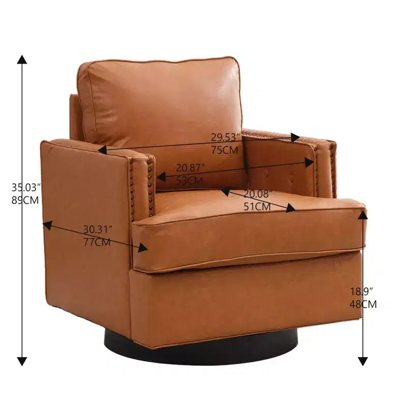 Fauteuil pivotant Hyleory Swivel Barrel, fauteuils d'appoint modernes en cuir de 31,9 po de largeur, fauteuils club pivotants à 360 degrés pour salon (lot de 2)