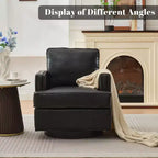 Fauteuil pivotant Hyleory Swivel Barrel, fauteuils d'appoint modernes en cuir de 31,9 po de largeur, fauteuils club pivotants à 360 degrés pour salon (lot de 2)