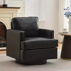 Fauteuil pivotant Hyleory Swivel Barrel, fauteuils d'appoint modernes en cuir de 31,9 po de largeur, fauteuils club pivotants à 360 degrés pour salon (lot de 2)
