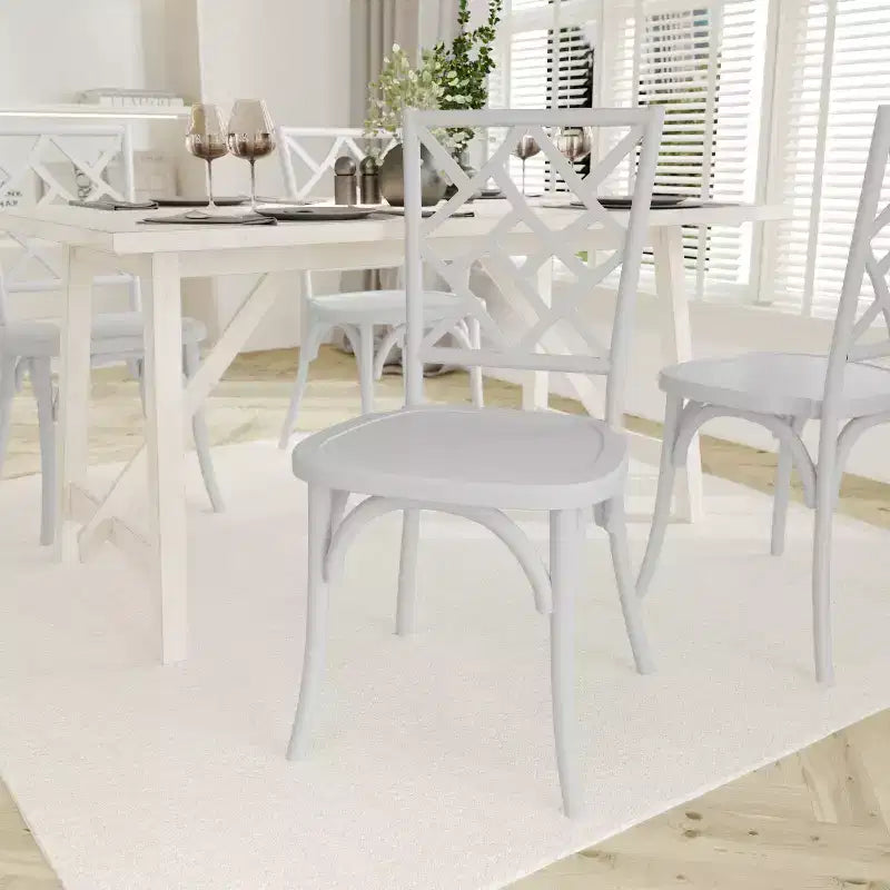 Emma and Oliver Solid Wood Stack Dining Chair with Decorative Back Design