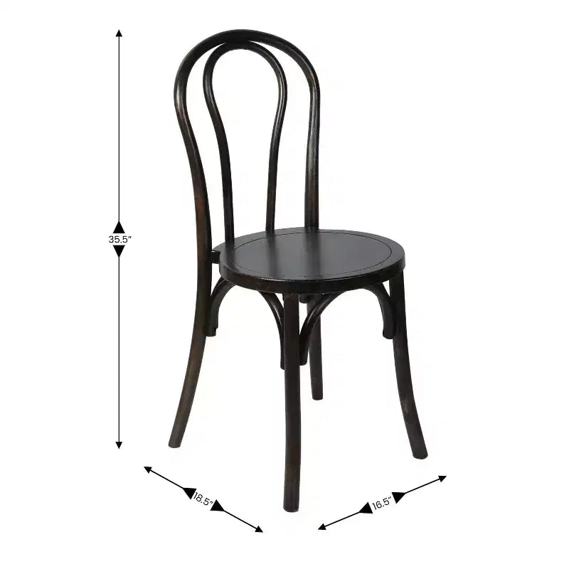 Chaise de salle à manger Merrick Lane en bois massif style Thonet, empilable, avec finition élégante