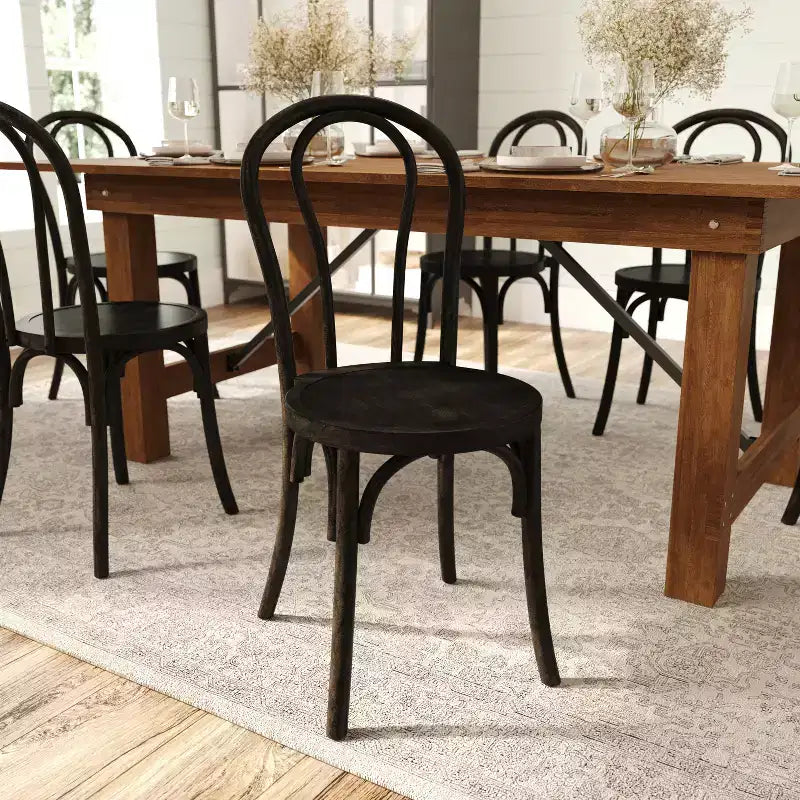 Chaise de salle à manger Merrick Lane en bois massif style Thonet, empilable, avec finition élégante
