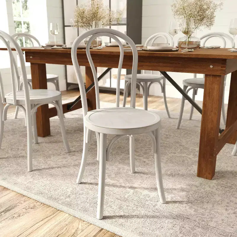 Merrick Lane Thonet Style Solid Wood Dining Chair with Stackable Design and Elegant Finish
