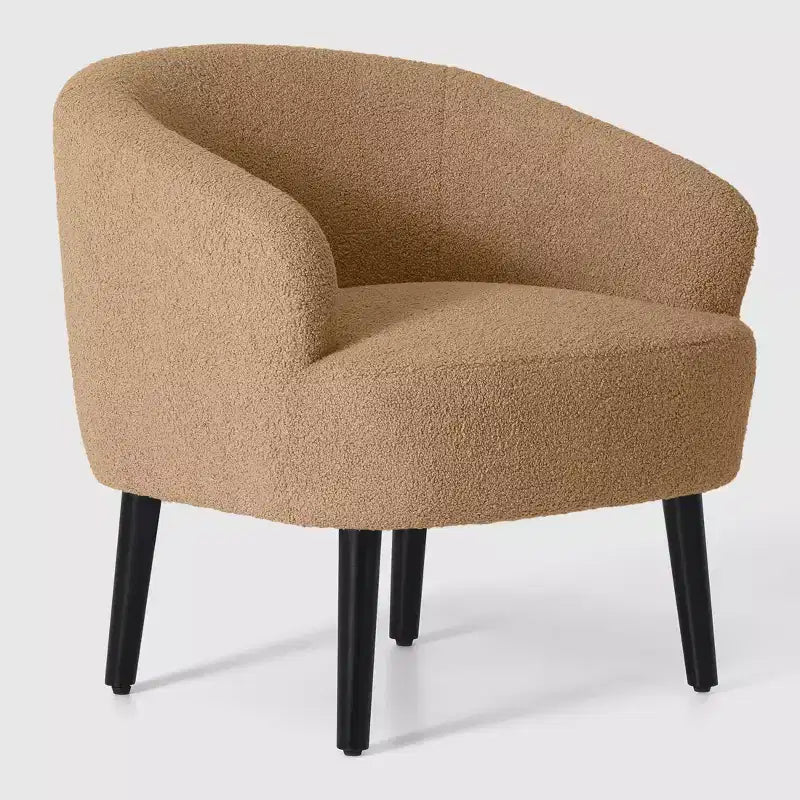 WestinTrends Alexandria Fauteuil d'appoint rembourré en fausse fourrure à dossier incurvé de style Mid-Century Moderne, 73,7 cm de large