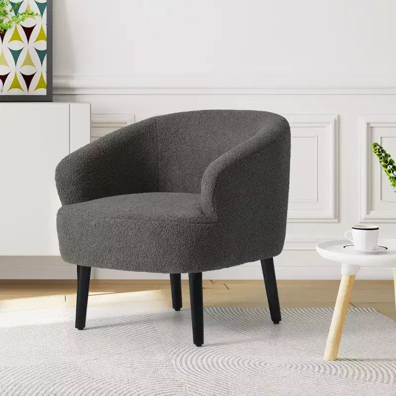 WestinTrends Alexandria Fauteuil d'appoint rembourré en fausse fourrure à dossier incurvé de style Mid-Century Moderne, 73,7 cm de large