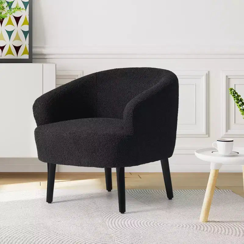 WestinTrends Alexandria Fauteuil d'appoint rembourré en fausse fourrure à dossier incurvé de style Mid-Century Moderne, 73,7 cm de large