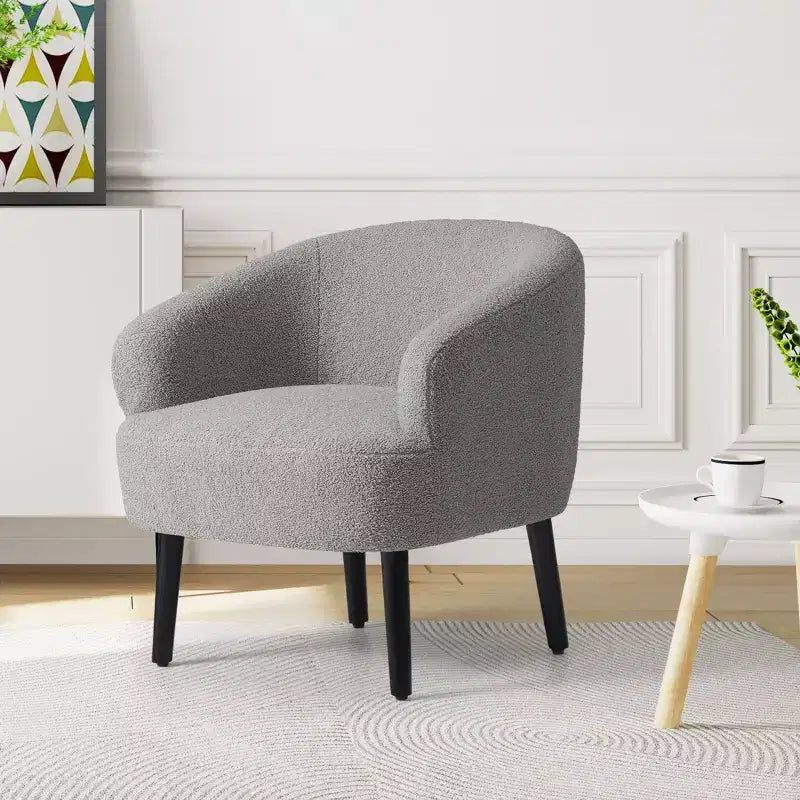 WestinTrends Alexandria Fauteuil d'appoint rembourré en fausse fourrure à dossier incurvé de style Mid-Century Moderne, 73,7 cm de large
