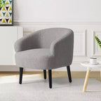 WestinTrends Alexandria Fauteuil d'appoint rembourré en fausse fourrure à dossier incurvé de style Mid-Century Moderne, 73,7 cm de large
