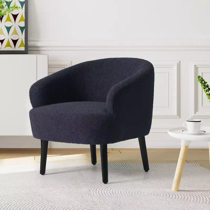 WestinTrends Alexandria Fauteuil d'appoint rembourré en fausse fourrure à dossier incurvé de style Mid-Century Moderne, 73,7 cm de large