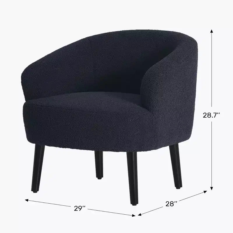 WestinTrends Alexandria Fauteuil d'appoint rembourré en fausse fourrure à dossier incurvé de style Mid-Century Moderne, 73,7 cm de large