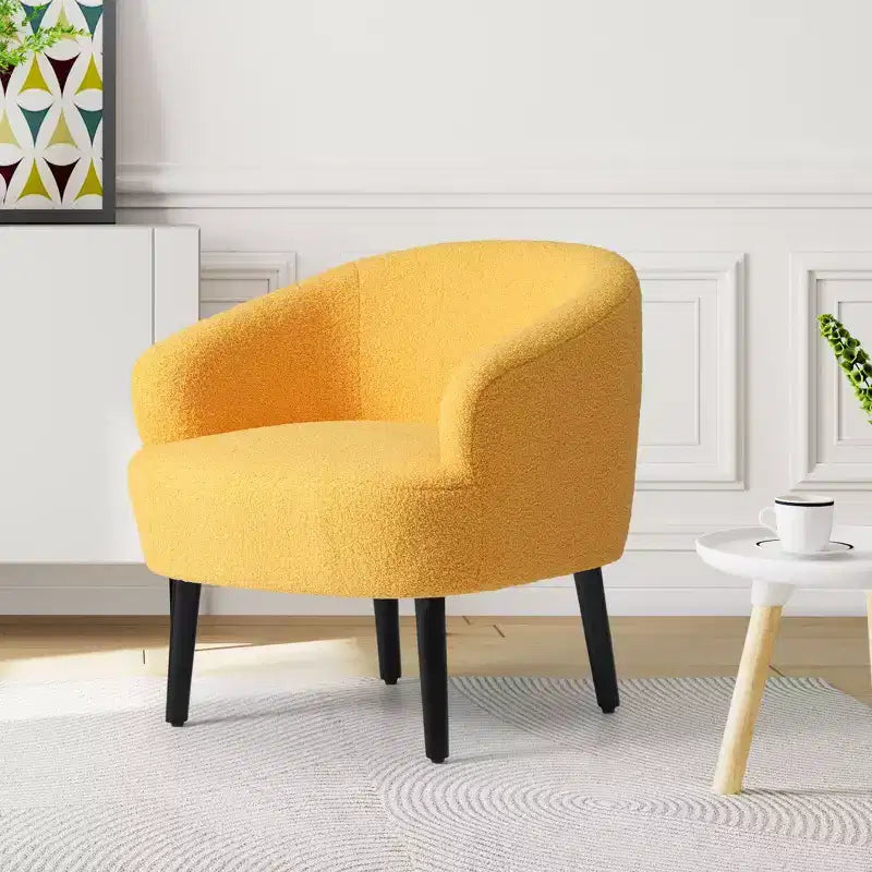 WestinTrends Alexandria Fauteuil d'appoint rembourré en fausse fourrure à dossier incurvé de style Mid-Century Moderne, 73,7 cm de large