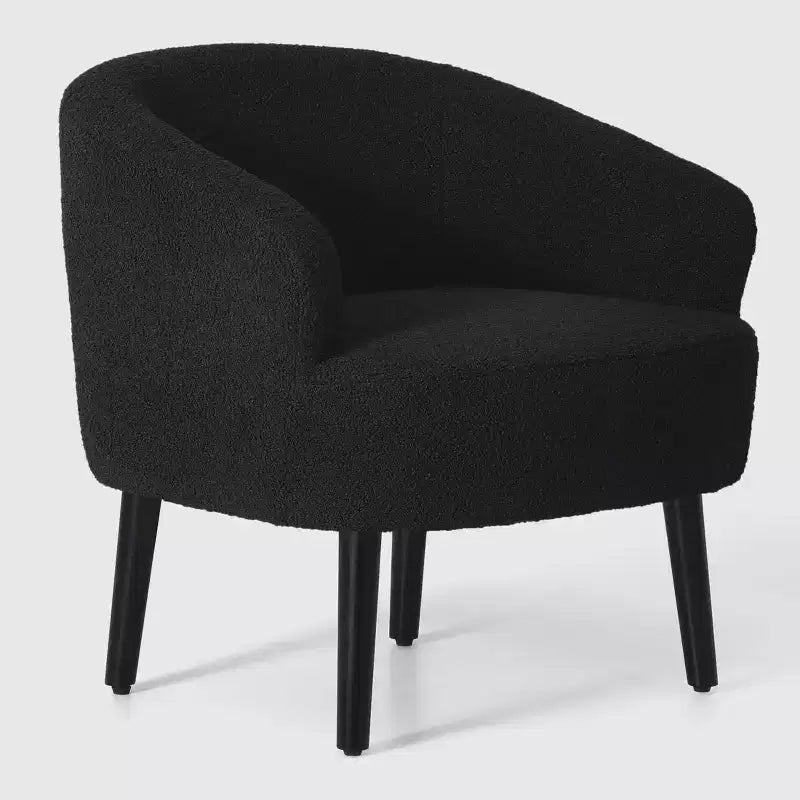 WestinTrends Alexandria Fauteuil d'appoint rembourré en fausse fourrure à dossier incurvé de style Mid-Century Moderne, 73,7 cm de large