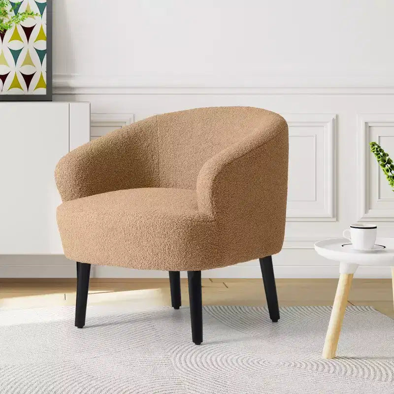 WestinTrends Alexandria Fauteuil d'appoint rembourré en fausse fourrure à dossier incurvé de style Mid-Century Moderne, 73,7 cm de large