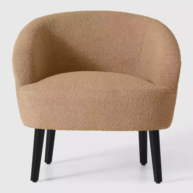 WestinTrends Alexandria Fauteuil d'appoint rembourré en fausse fourrure à dossier incurvé de style Mid-Century Moderne, 73,7 cm de large