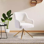 WestinTrends Genevieve Fauteuil d'appoint pivotant en bouclette, style moderne du milieu du siècle (Lot de 4)
