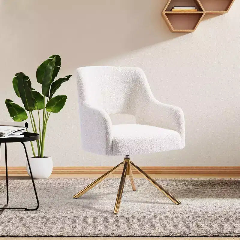 WestinTrends Genevieve Fauteuil d'appoint pivotant en bouclette, style moderne du milieu du siècle (Lot de 4)