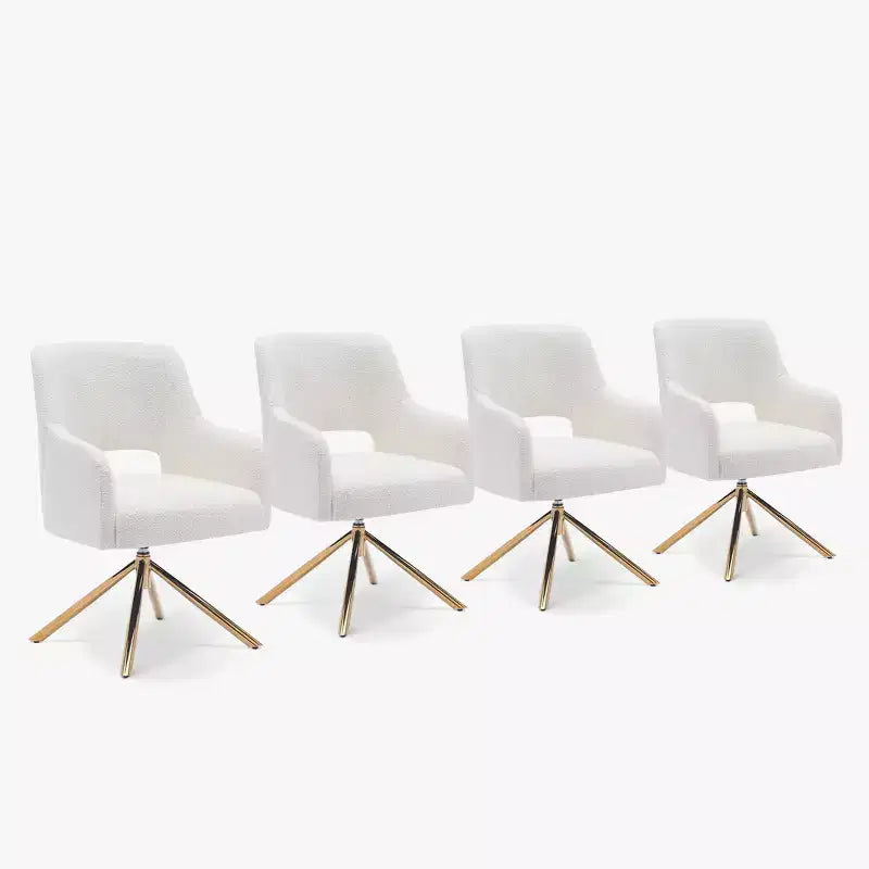 WestinTrends Genevieve Fauteuil d'appoint pivotant en bouclette, style moderne du milieu du siècle (Lot de 4)