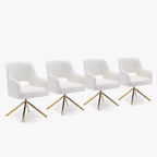 WestinTrends Genevieve Fauteuil d'appoint pivotant en bouclette, style moderne du milieu du siècle (Lot de 4)