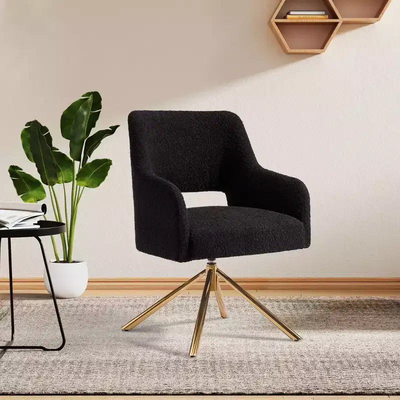 WestinTrends Genevieve Fauteuil d'appoint pivotant en bouclette, style moderne du milieu du siècle (Lot de 4)