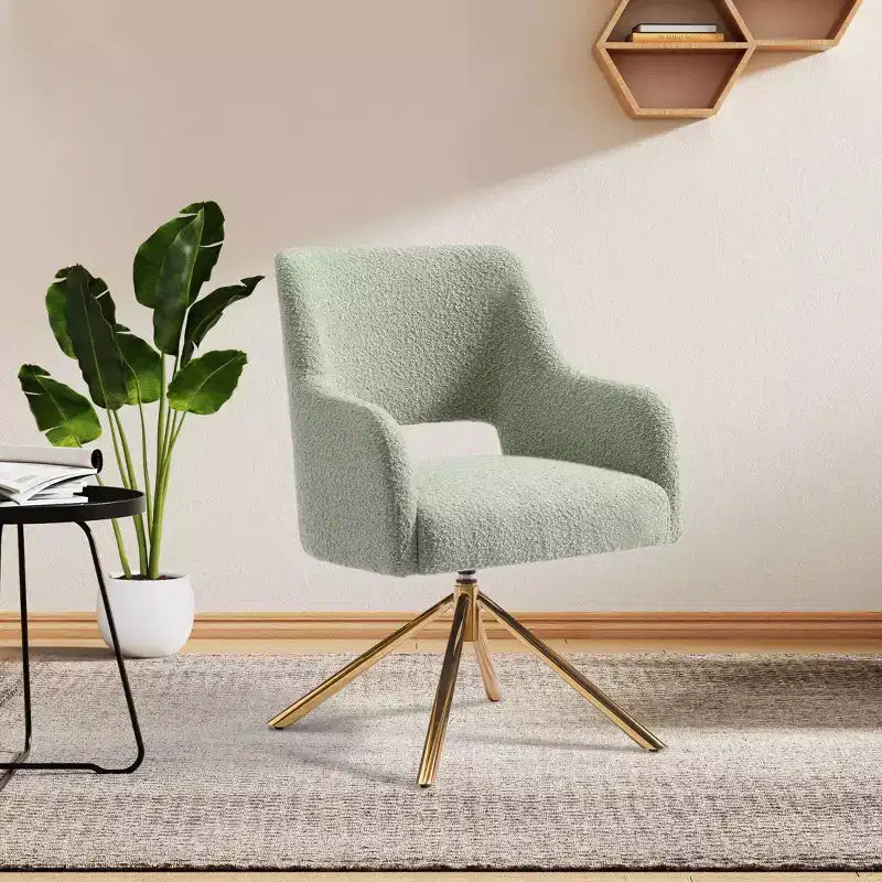 WestinTrends Genevieve Fauteuil d'appoint pivotant en bouclette, style moderne du milieu du siècle (Lot de 4)