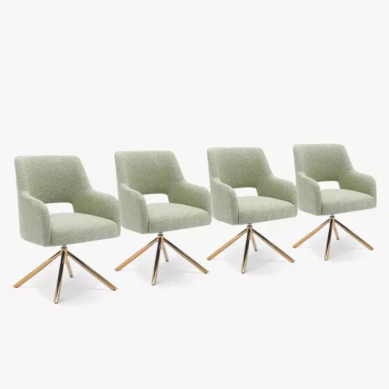 WestinTrends Genevieve Fauteuil d'appoint pivotant en bouclette, style moderne du milieu du siècle (Lot de 4)