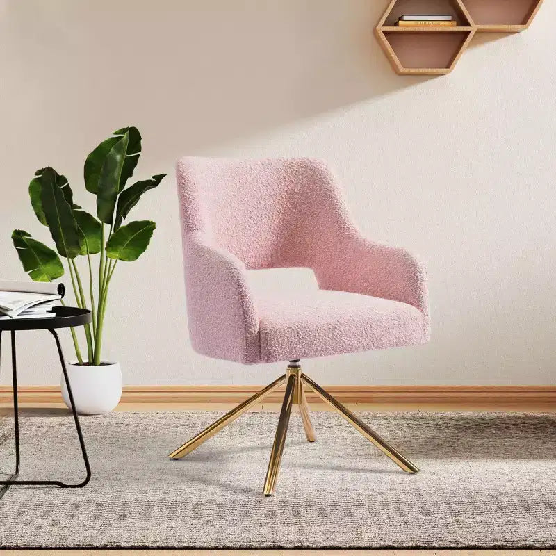 WestinTrends Genevieve Fauteuil d'appoint pivotant en bouclette, style moderne du milieu du siècle (Lot de 4)